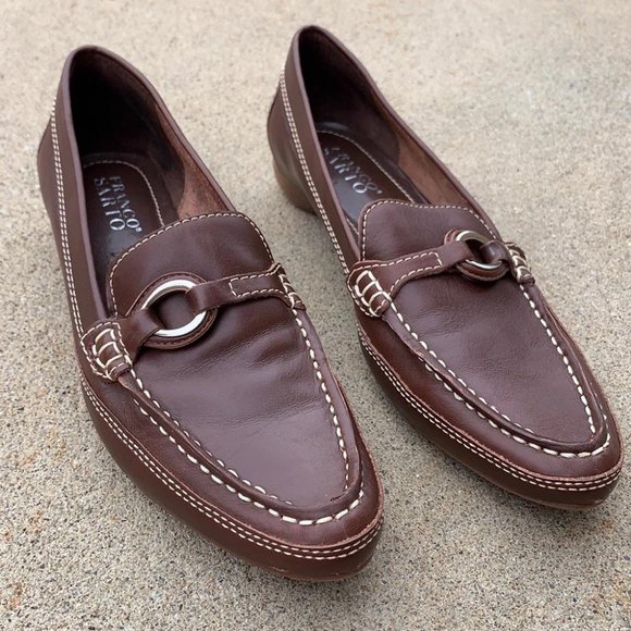 Franco Sarto Shoes - Franco Sarto Brown Leather Loafer Career Slip On Shoes Horse Bit